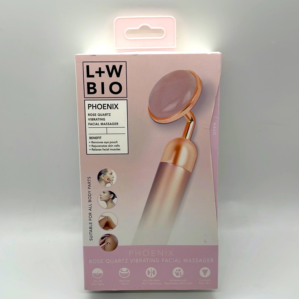 Luxe + Willow Phoenix Rose Quartz Vibrating Facial Massager New